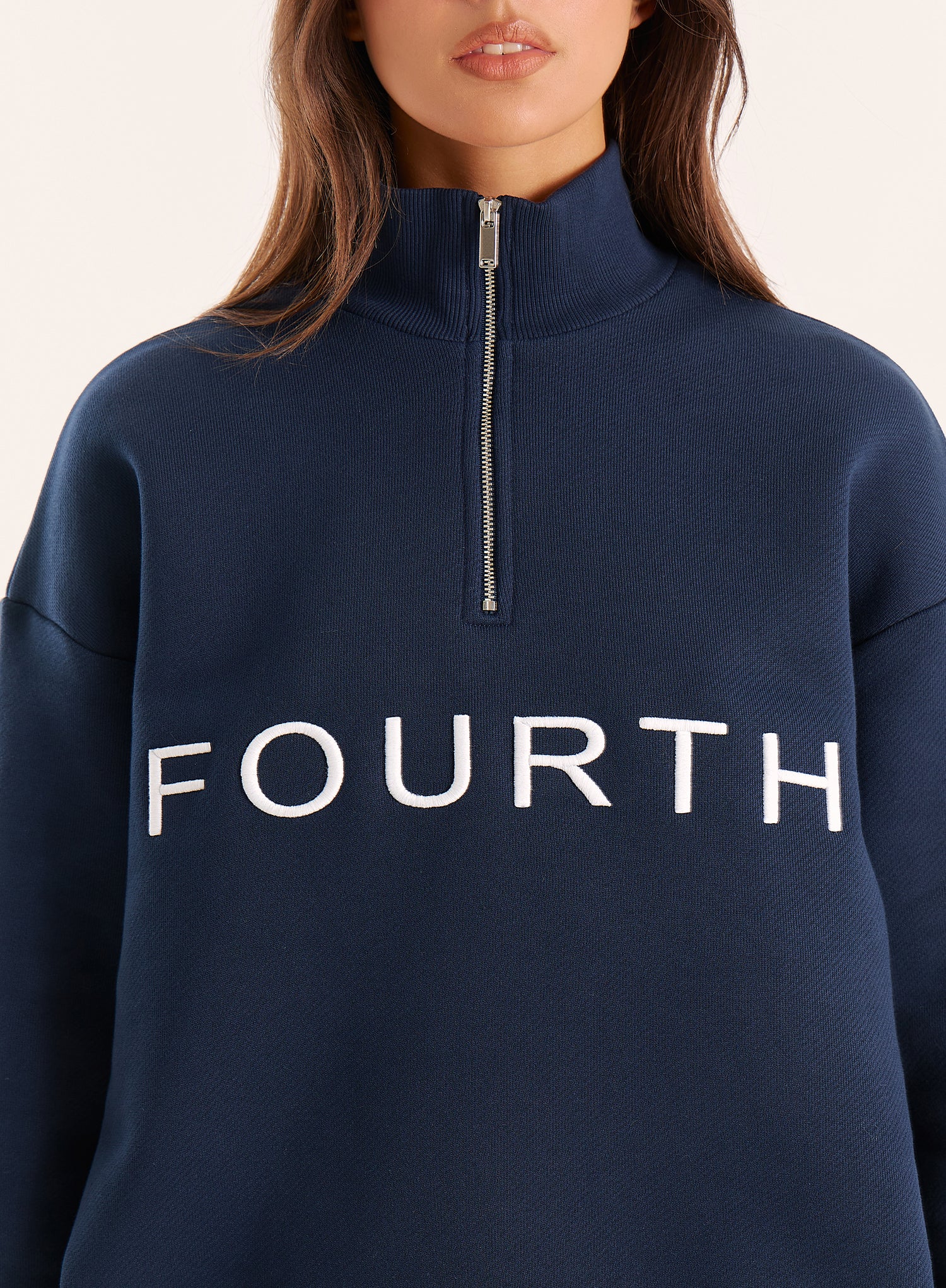 Navy Branded Quarter Zip Sweatshirt